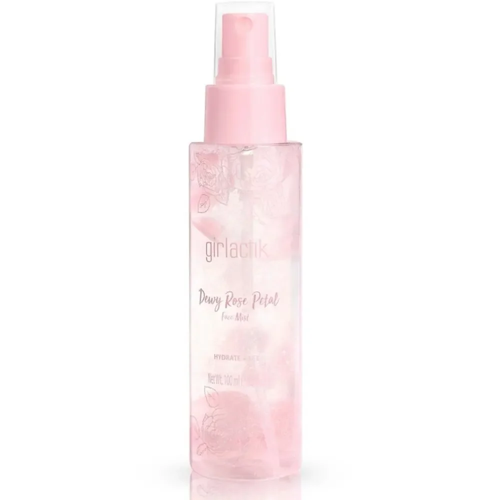 NEW Girlactik Rose Petal Dewy Face Mist Hydrating Makeup Setting‎ Spray Glowy